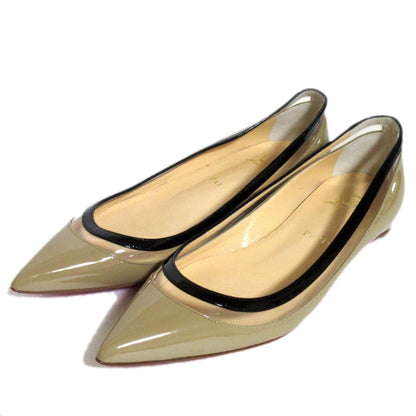 クリスチャン ルブタン パテント レザー ポインテッド トゥ フラット パンプス