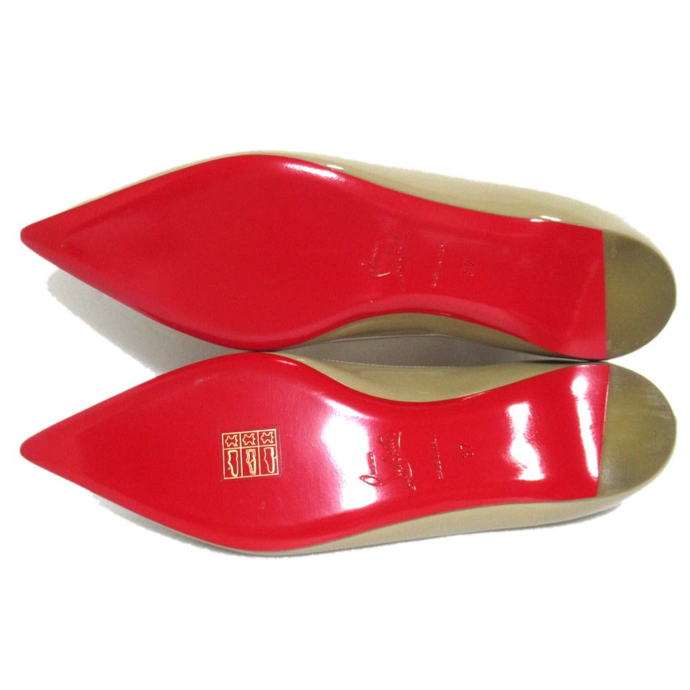 クリスチャン ルブタン パテント レザー ポインテッド トゥ フラット パンプス