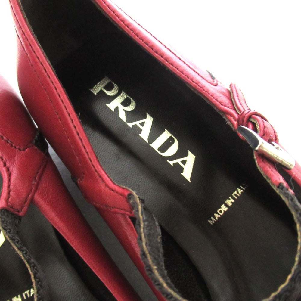 プラダ レザー メリー ジェーン フラット シューズ