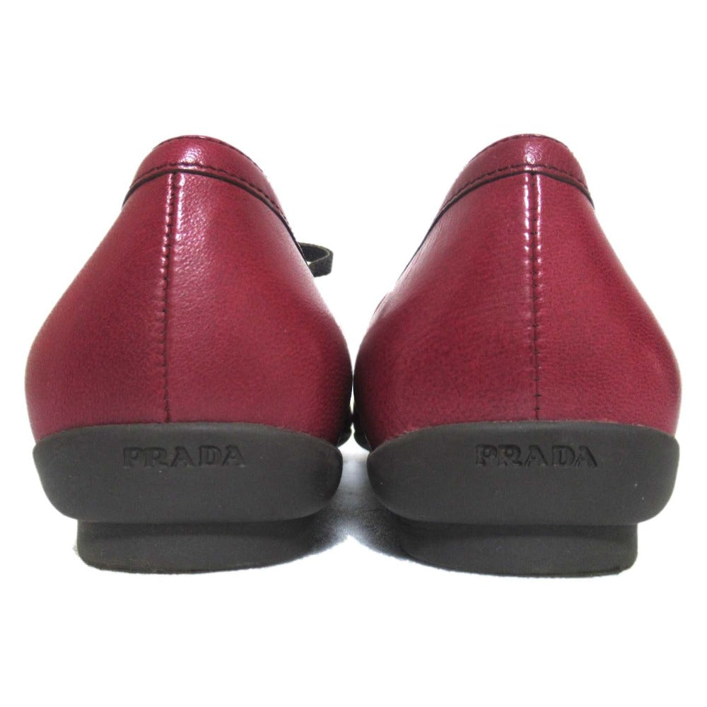 プラダ レザー メリー ジェーン フラット シューズ