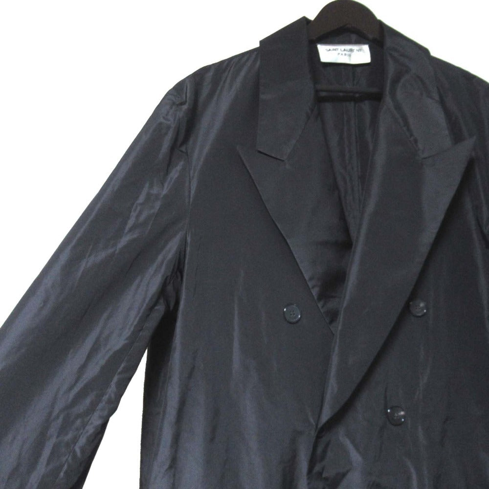サンローラン パリ シルク ダブルブレスト チェスター コート