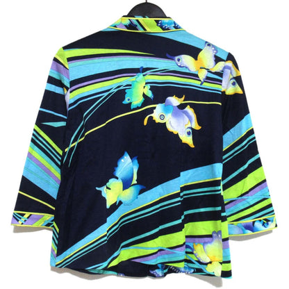 レオナールファッション フラワープリントオープンカラーブラウス