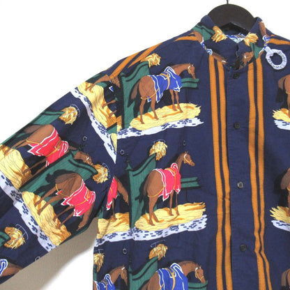 エルメス ECURIES スカーフ柄シャツ38