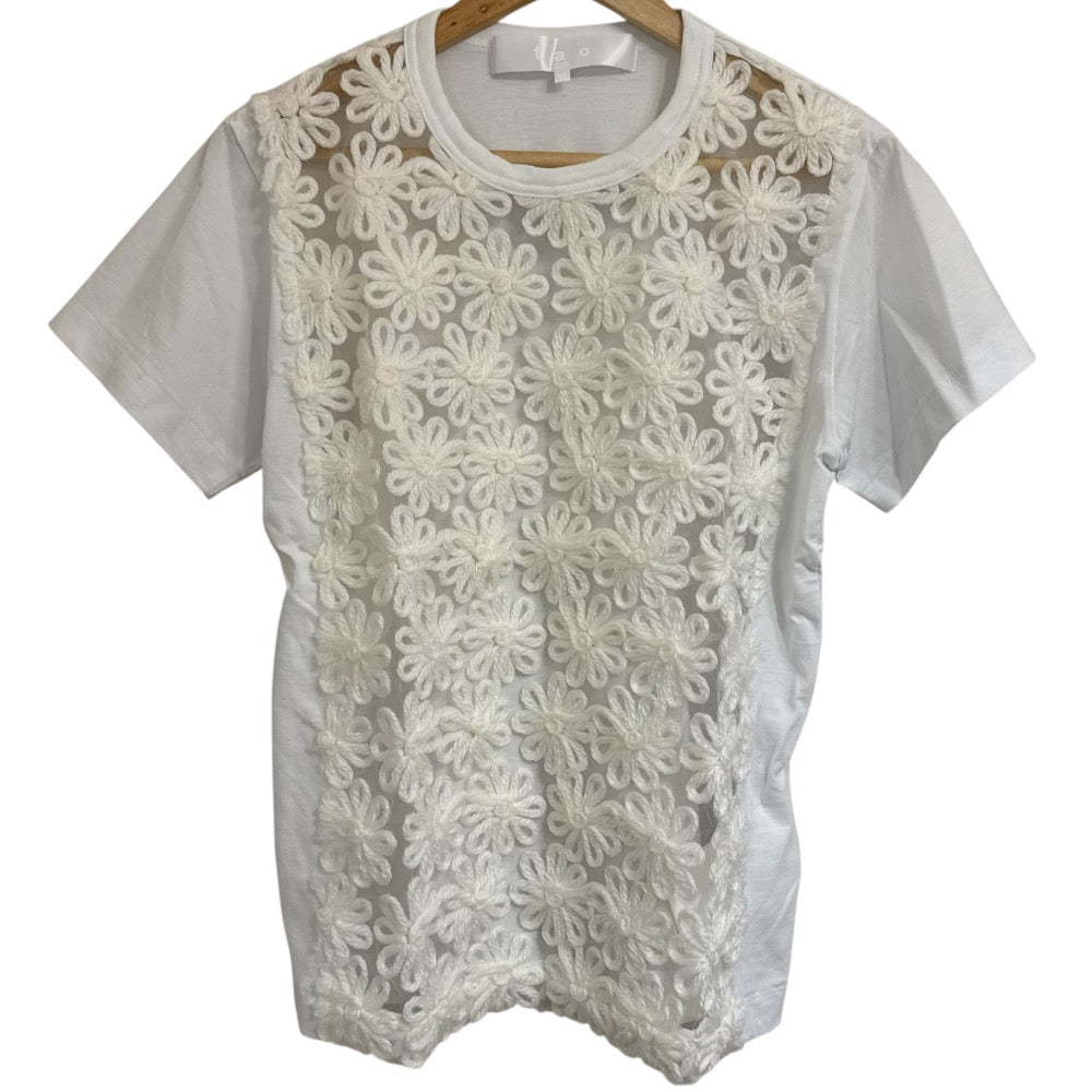 タオコムデギャルソン フラワーエンブロイダリーレースドッキングTシャツ