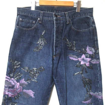 グッチ フラワーエンブロイダリー デニムパンツ
