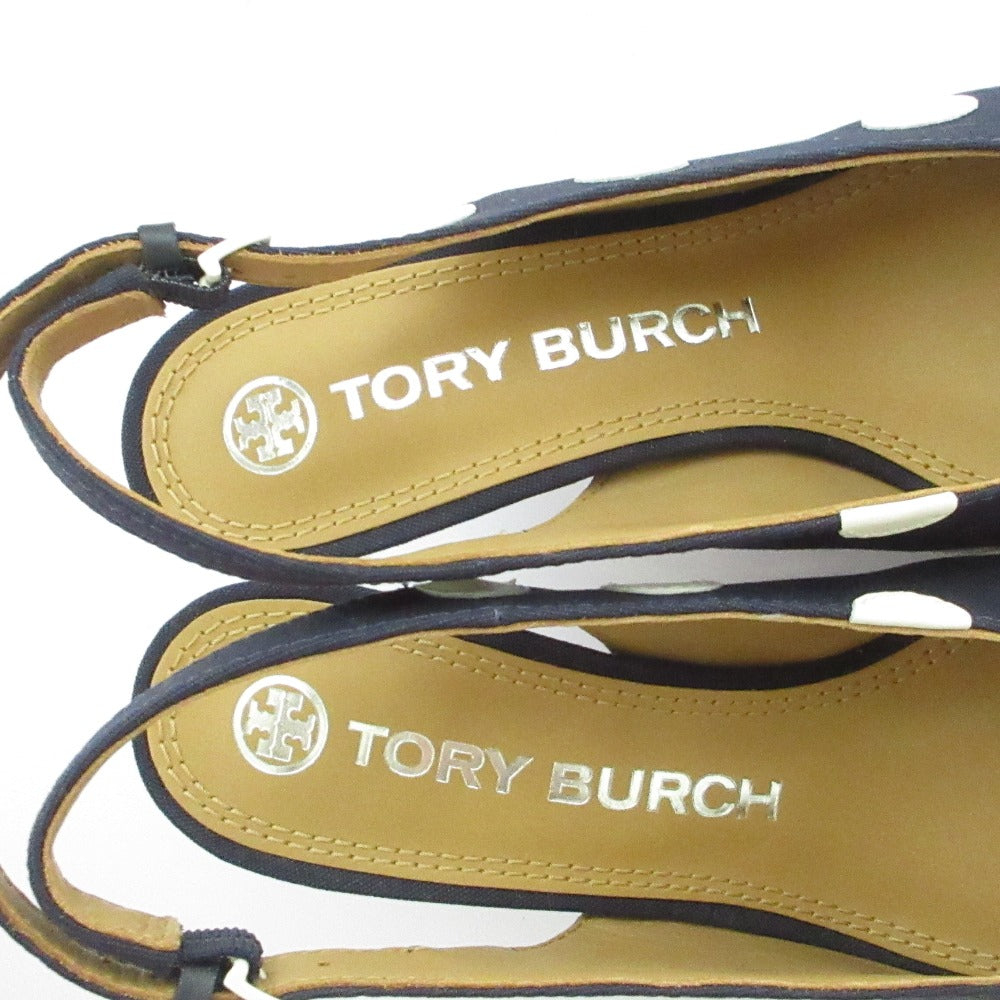 トリーバーチ ドット柄レザー スリングバックパンプス