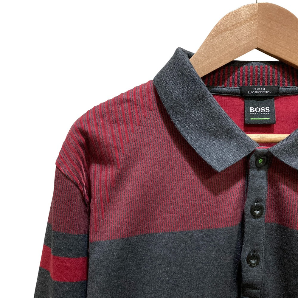 ヒューゴボス SLIM FIT LUXURY COTTONロングスリーブニットポロシャツ