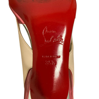 クリスチャンルブタン レザー ポインテッドトゥ スリングバックパンプス
