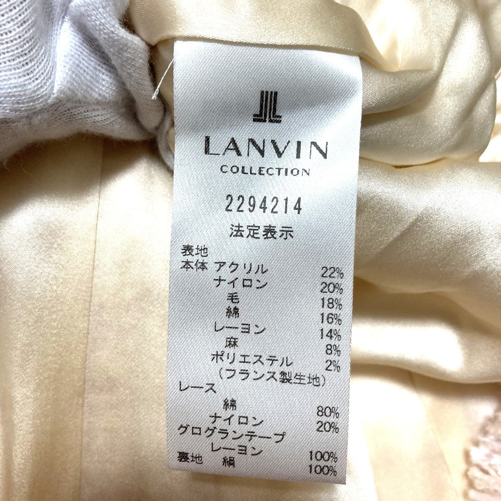 ランバンコレクション ラメツイードノーカラーロングジャケット