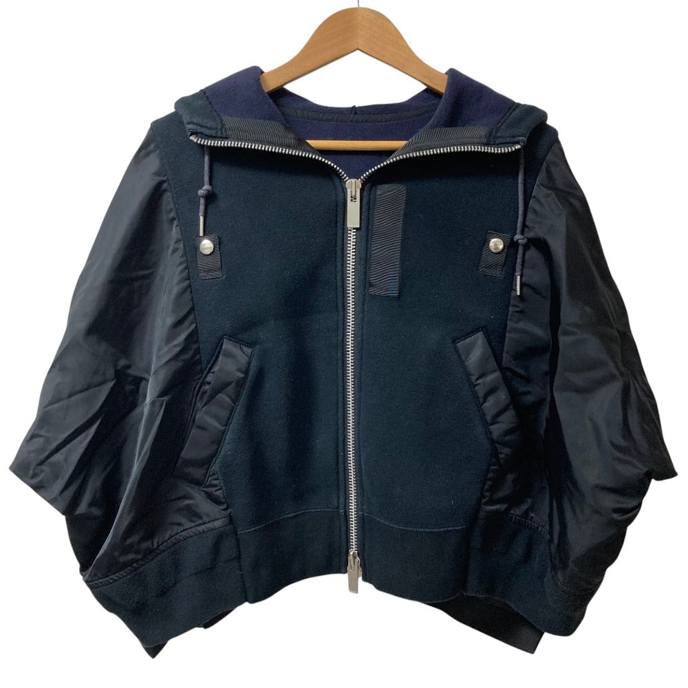 サカイ stitching bat sleeve hooded ナイロンスポンジジャケット