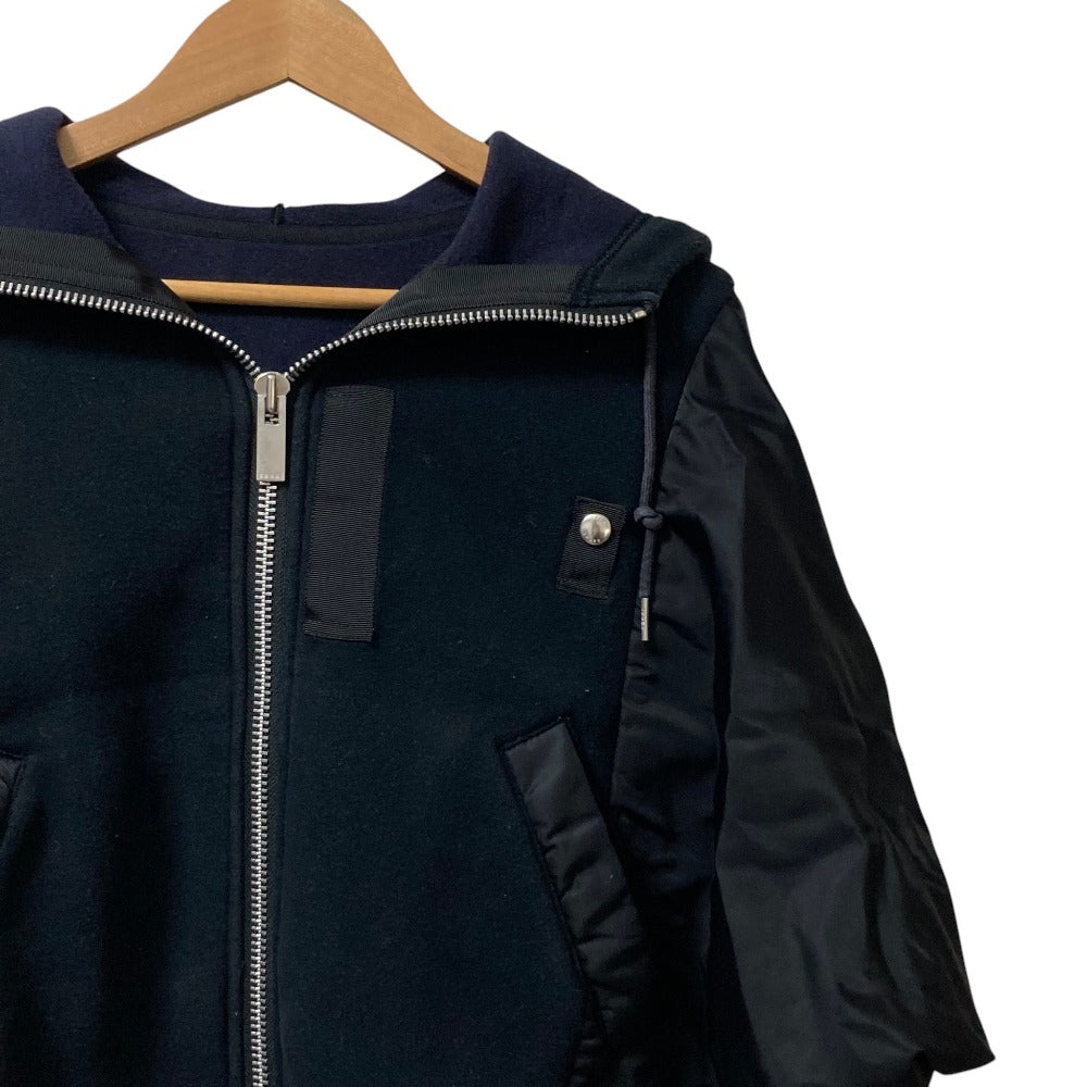 サカイ stitching bat sleeve hooded ナイロンスポンジジャケット