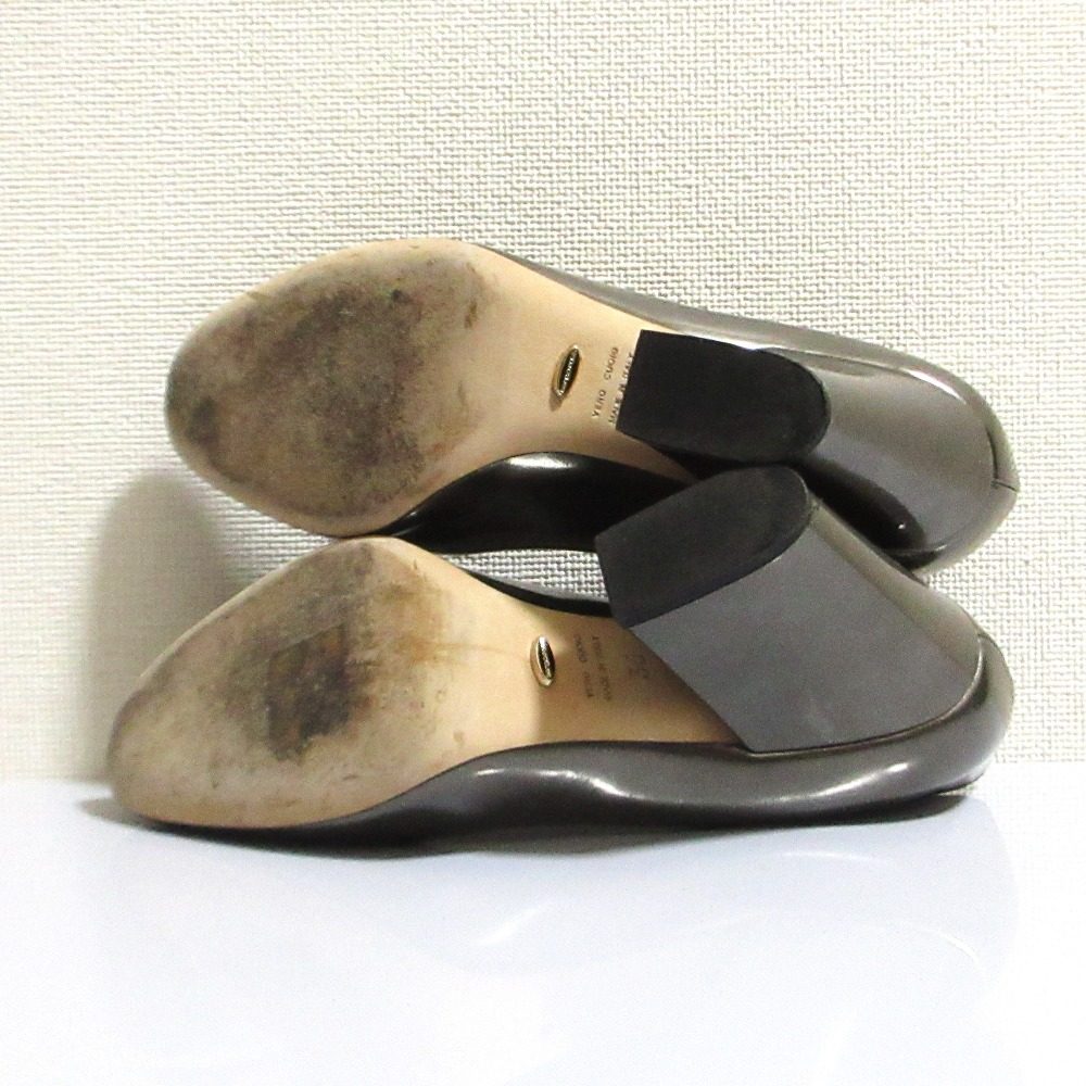 セルジオロッシ レザーチャンキーヒールパンプス