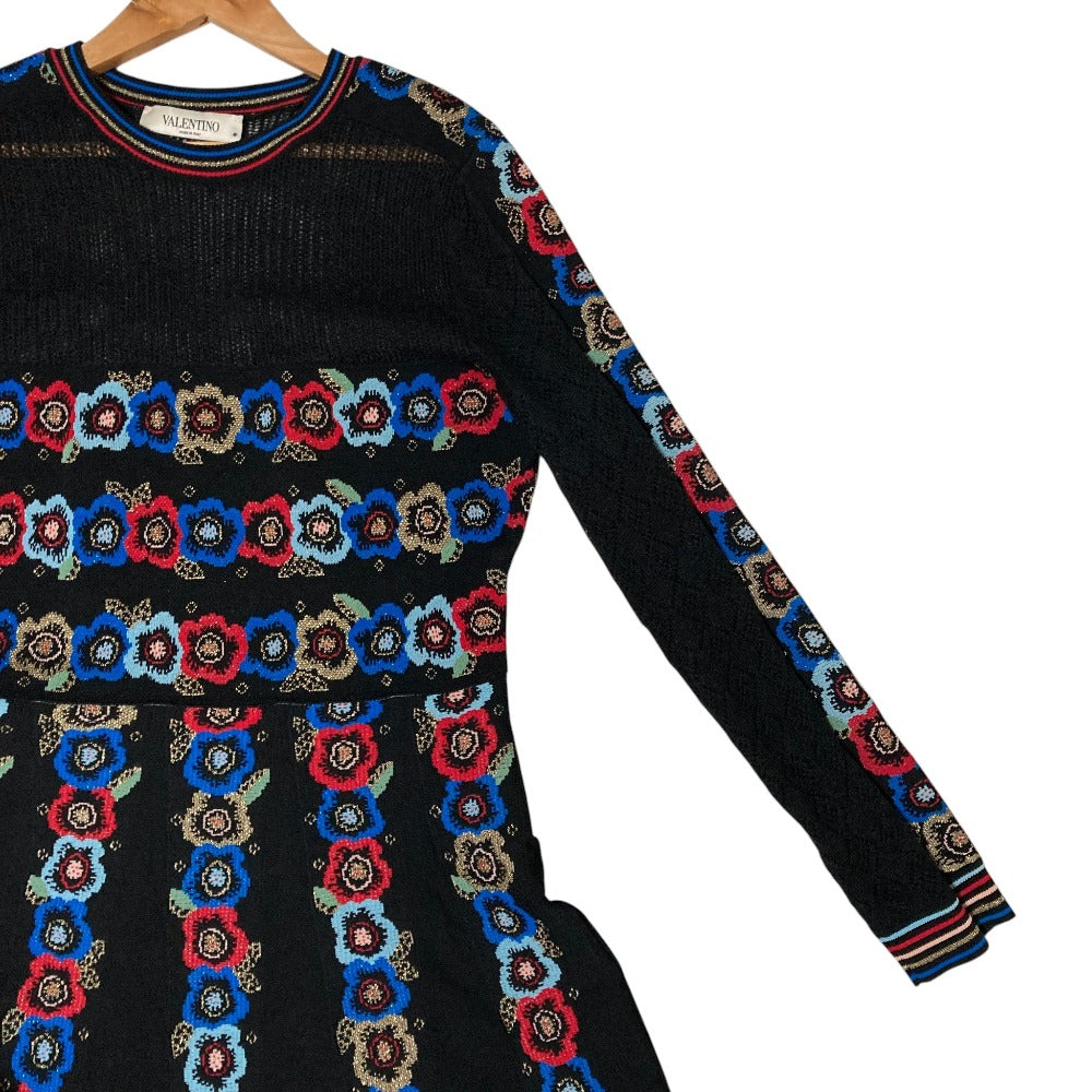 ヴァレンティノ フラワージャガードニットワンピース
