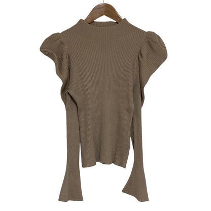 ハーリップトゥ Volume Sleeve Rib Knit Top ニットトップス