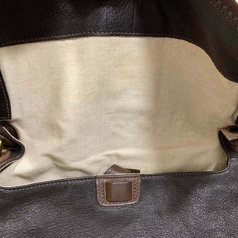 genten レザー フラップ ハンドバッグ