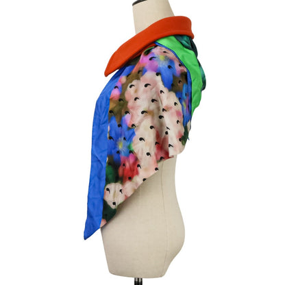 メゾンマルジェラ flowers print シルク 襟付フードスカーフ