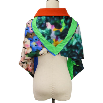 メゾンマルジェラ flowers print シルク 襟付フードスカーフ