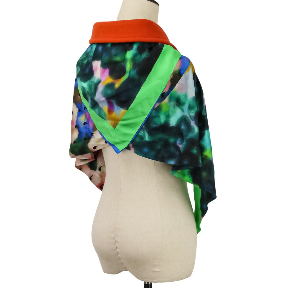 メゾンマルジェラ flowers print シルク 襟付フードスカーフ