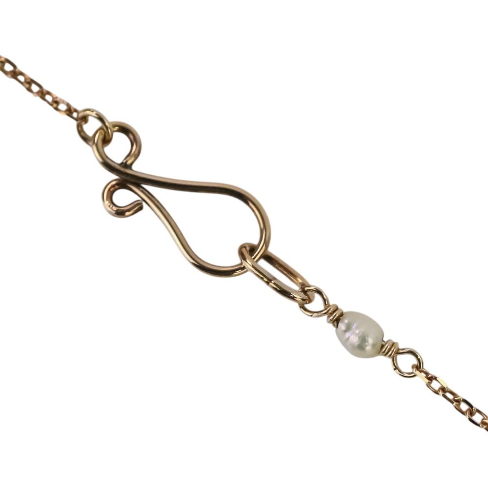 アガット K10ゴールド パール ローズクォーツ 白蝶貝 ネックレス