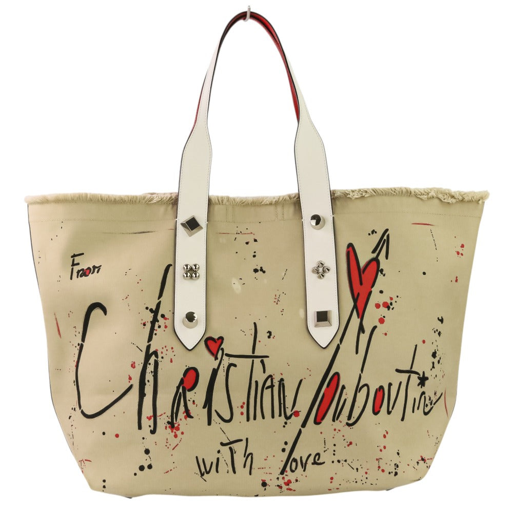 クリスチャンルブタン フランジバス キャンバスレザー トートバッグ