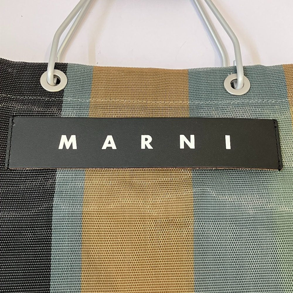 マルニマーケット フラワーカフェ ストライプトートバッグ