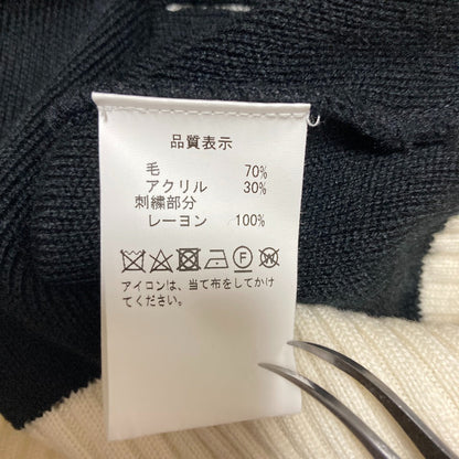オブリ ハート刺繍バイカラーニットカーディガン