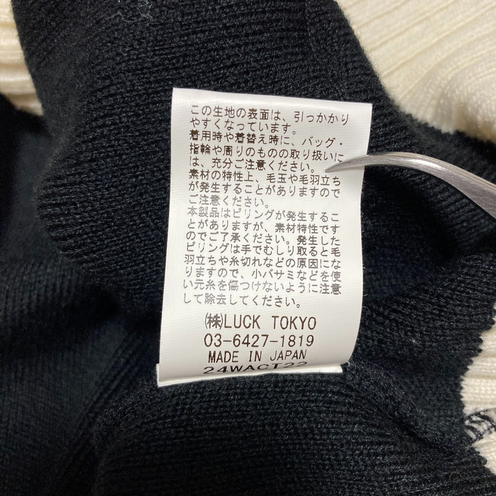 オブリ ハート刺繍バイカラーニットカーディガン