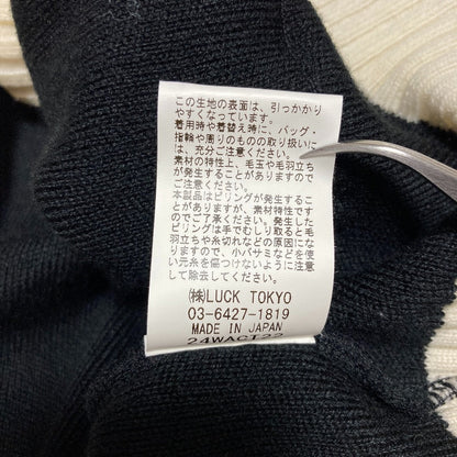 オブリ ハート刺繍バイカラーニットカーディガン
