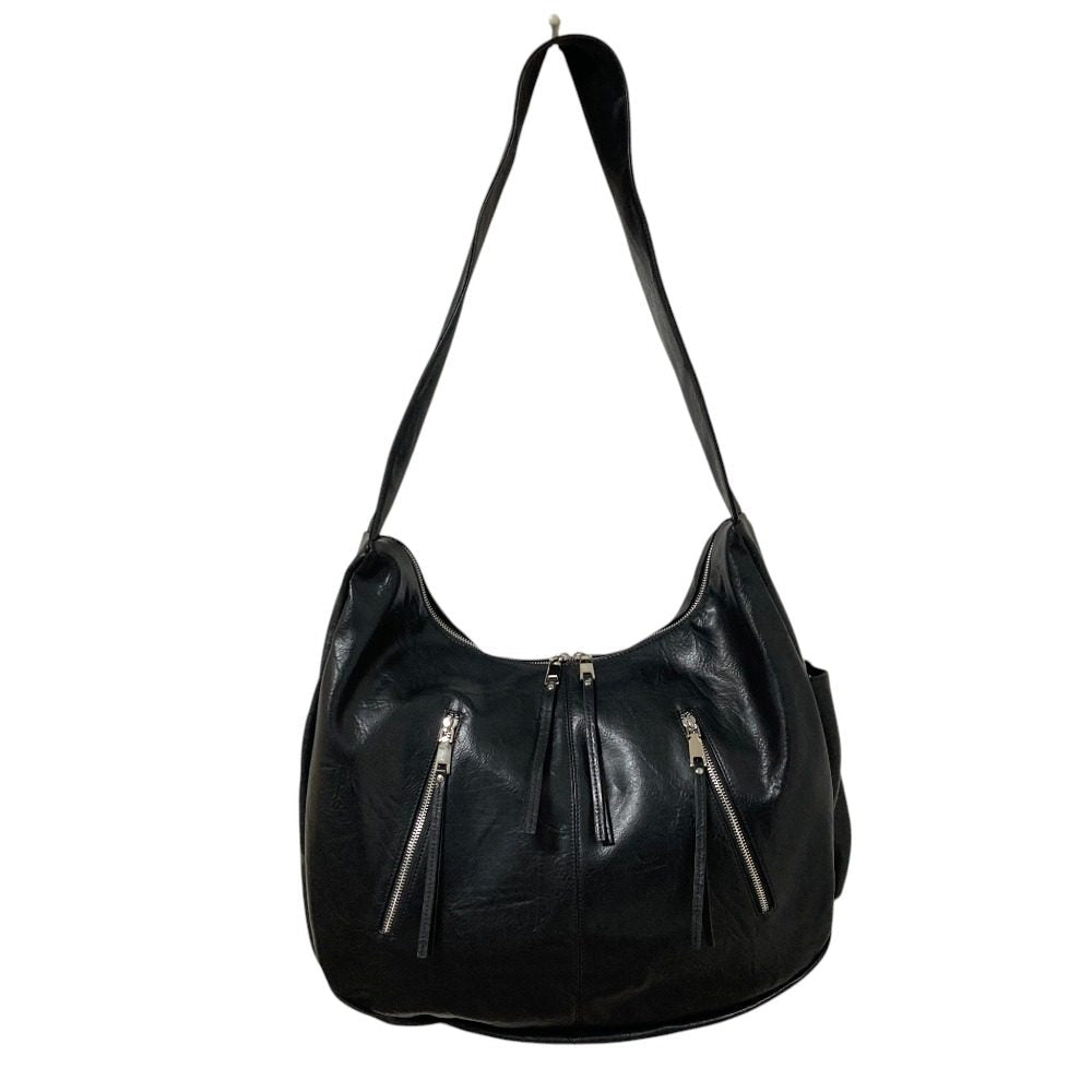 ハレ BIG-ZIP-BAG フェイクレザーショルダーバッグ