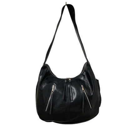 ハレ BIG-ZIP-BAG フェイクレザーショルダーバッグ