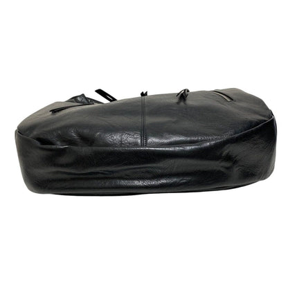 ハレ BIG-ZIP-BAG フェイクレザーショルダーバッグ