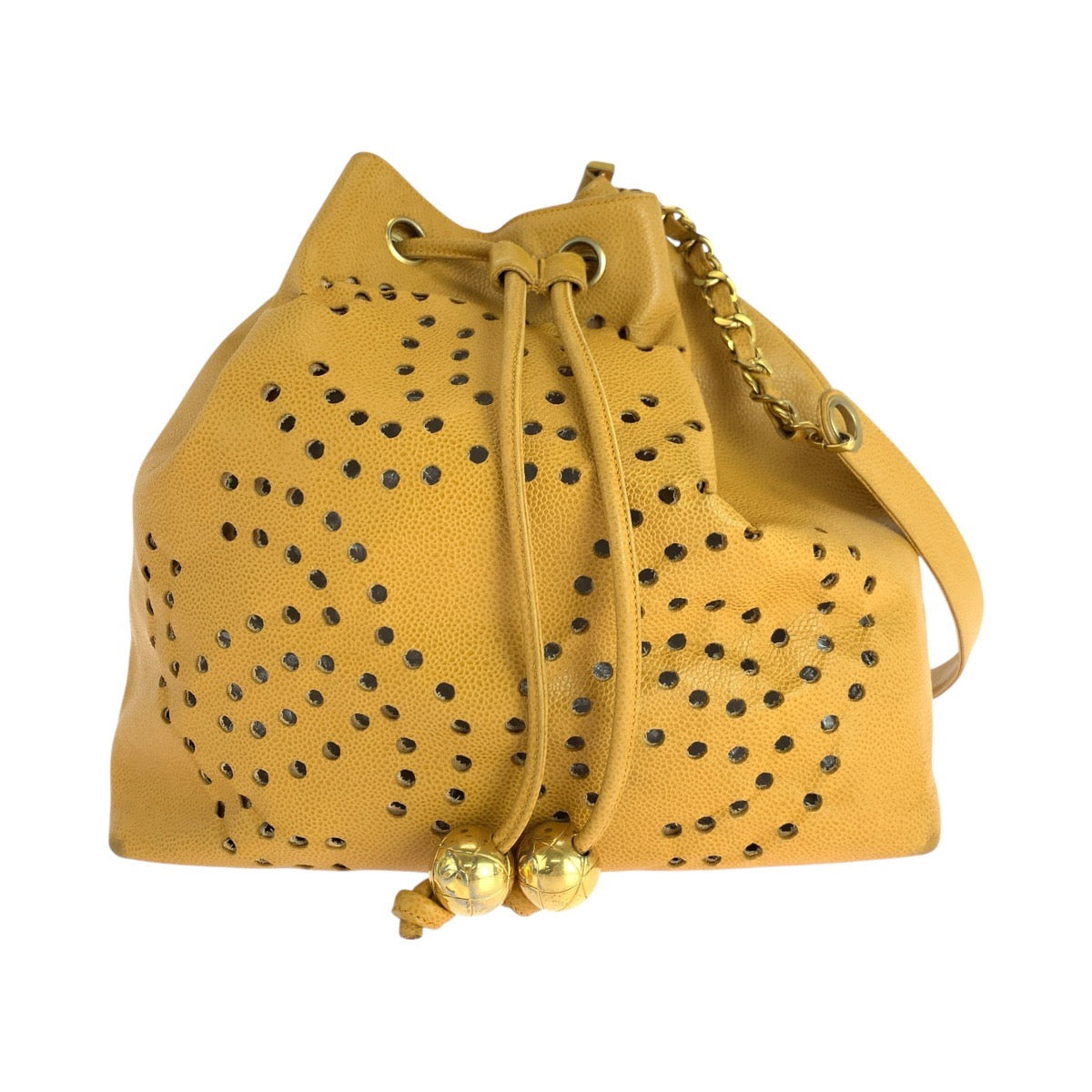 シャネル キャビアスキン 巾着ショルダーバッグ