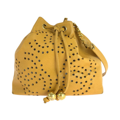 シャネル キャビアスキン 巾着ショルダーバッグ