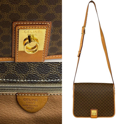 セリーヌ マカダム ブラゾン トリオンフ柄 レザー ショルダーバッグ