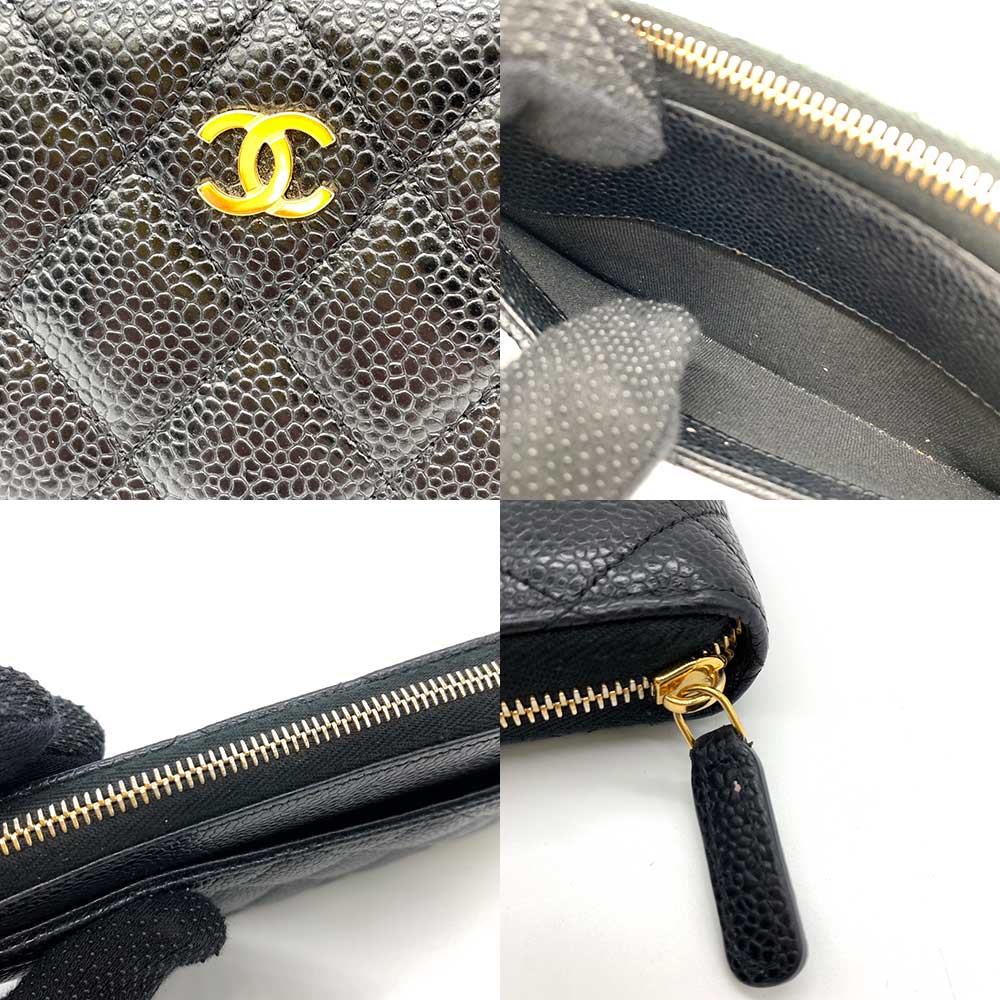 シャネル クラシック キャビア レザー 長財布 ブラック