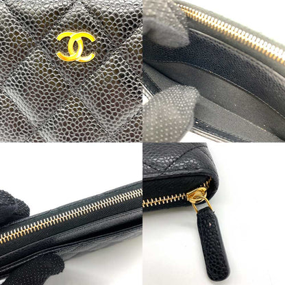 シャネル クラシック キャビア レザー 長財布 ブラック