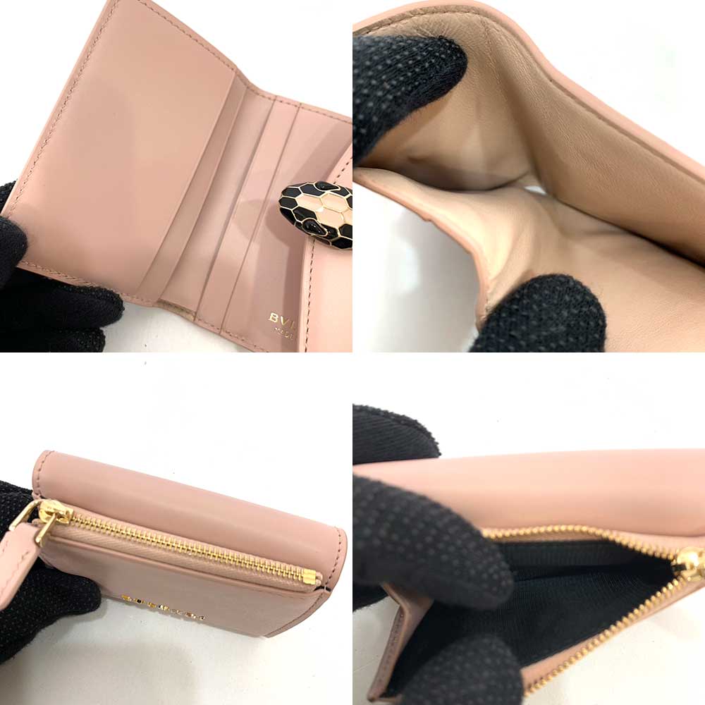 ブルガリ セルペンティ ミニウォレット ピンクレザー