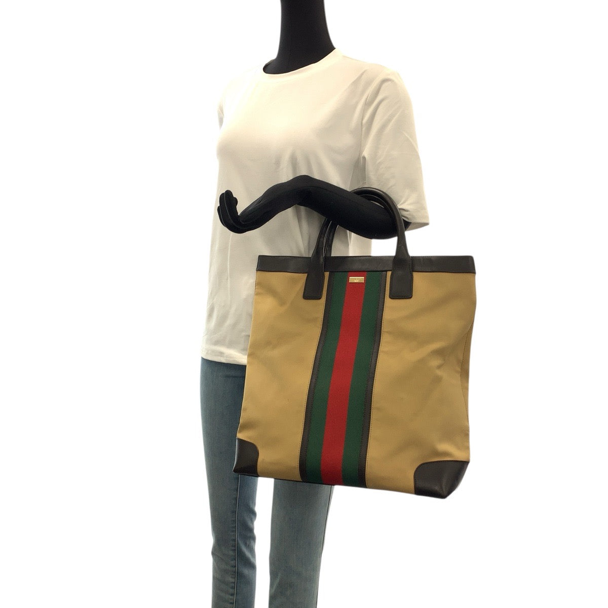 グッチ キャンバスレザー トートバッグ
