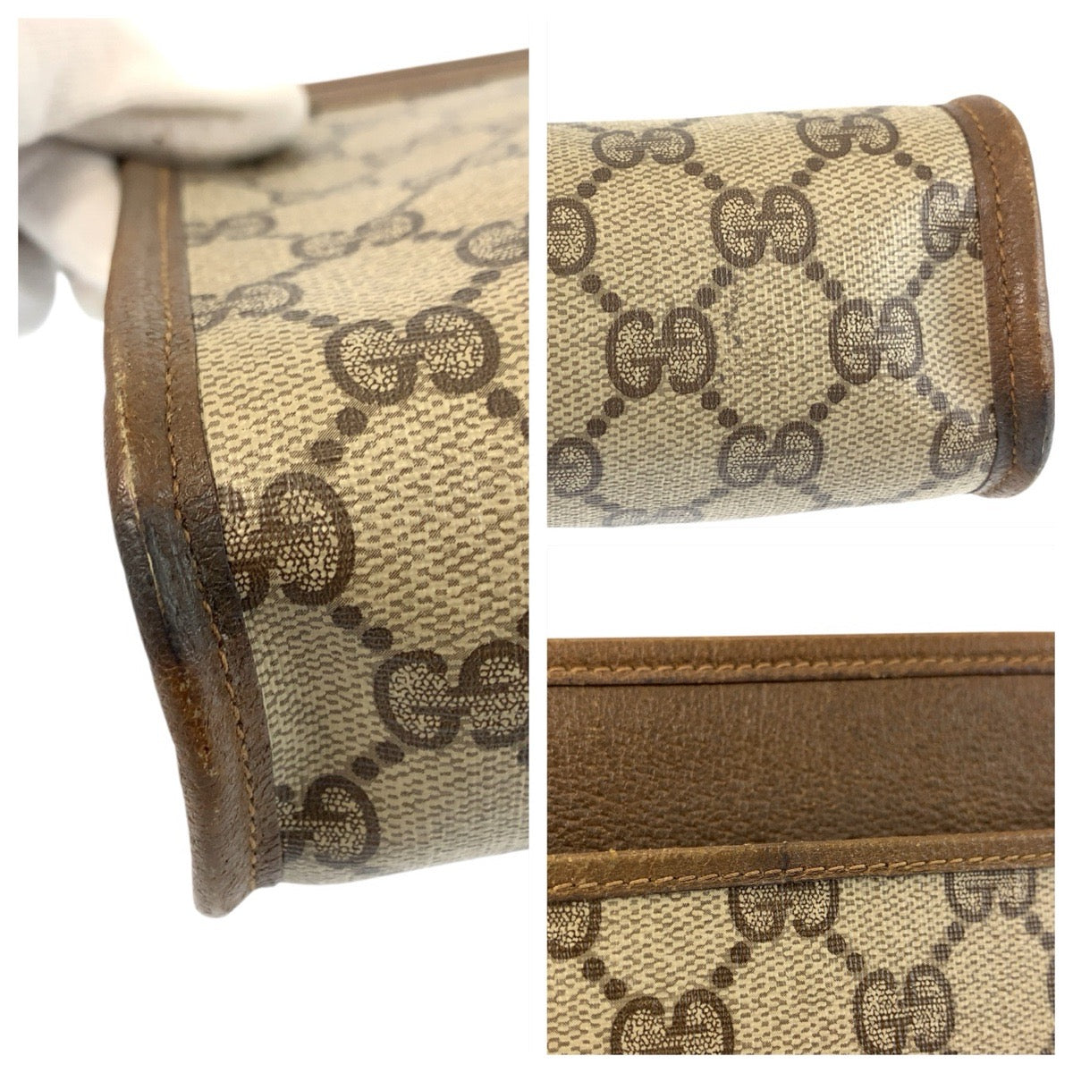 グッチ GGスプリームキャンバス レザー クラッチバッグ