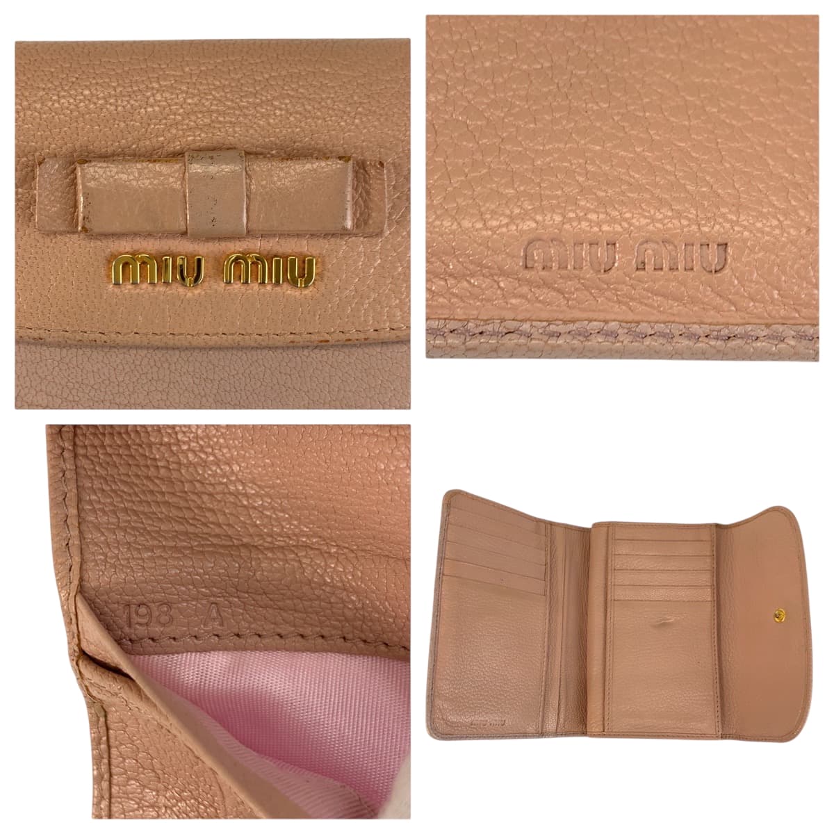 ミュウミュウ マドラス レザー折り財布