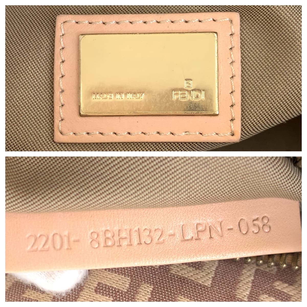フェンディ ズッカ柄 キャンバス レザートートバッグ