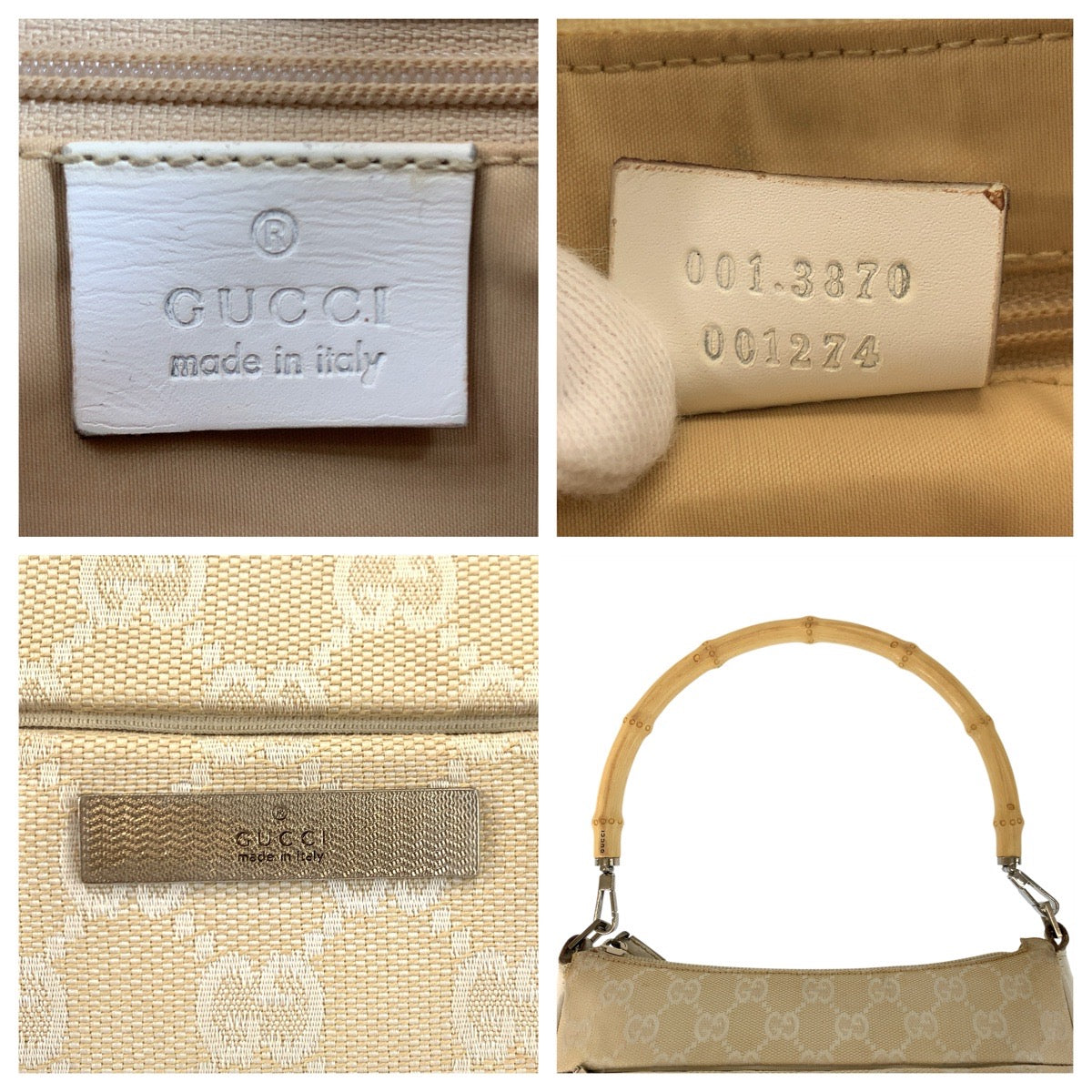 グッチ GGキャンバス バンブーハンドバッグ