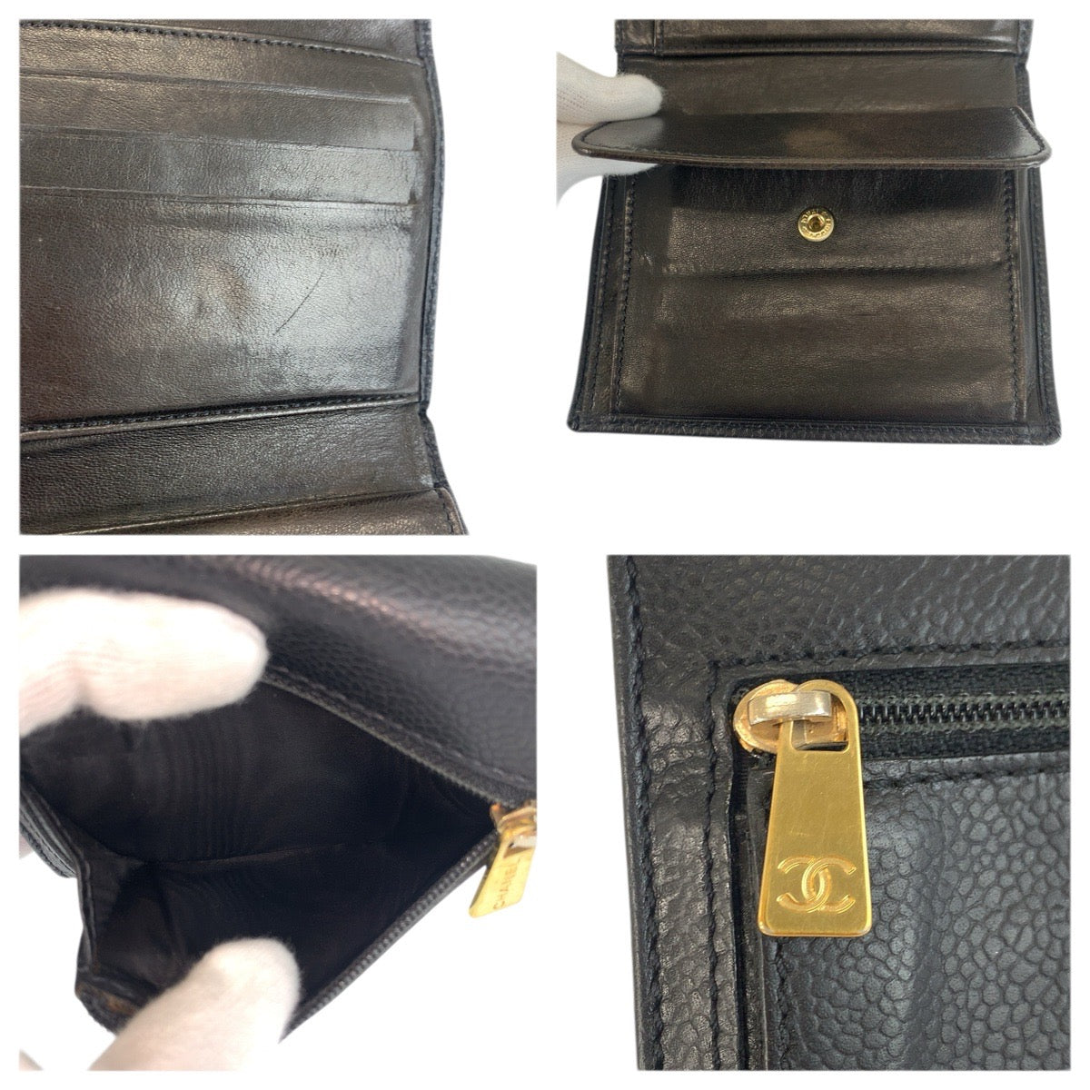 シャネル レザー折り財布