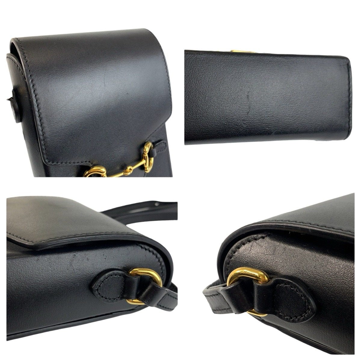 グッチ ホースビット レザーショルダーバッグ