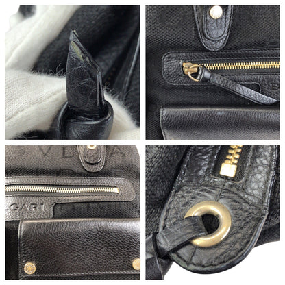 ブルガリ ロゴマニア マキシレッタレ キャンバス レザー トートバッグ