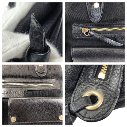ブルガリ ロゴマニア マキシレッタレ キャンバス レザー トートバッグ