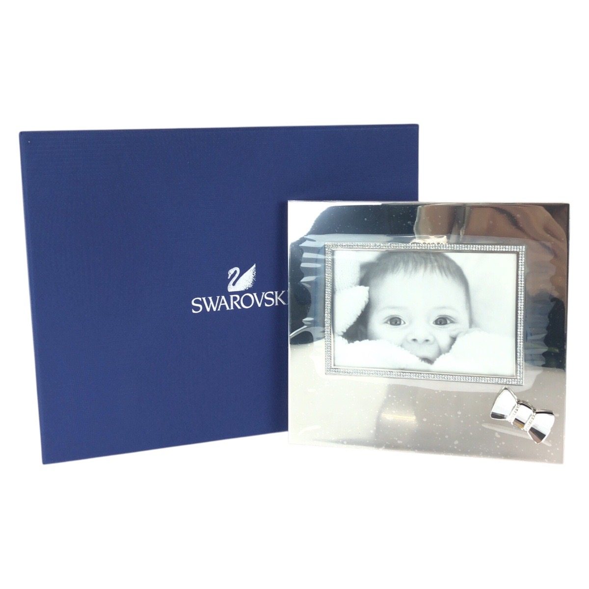 スワロフスキー Picture Frame with Bow ステンレススチール フォトフレーム