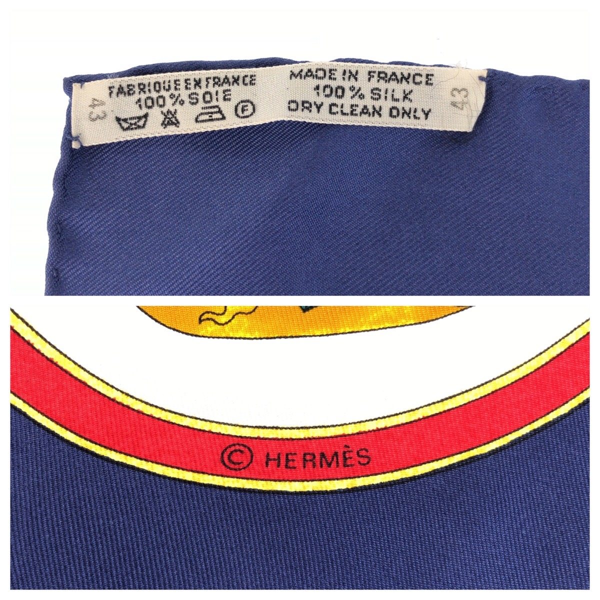 エルメス プールヴキオンネリヴレス シルクスカーフ