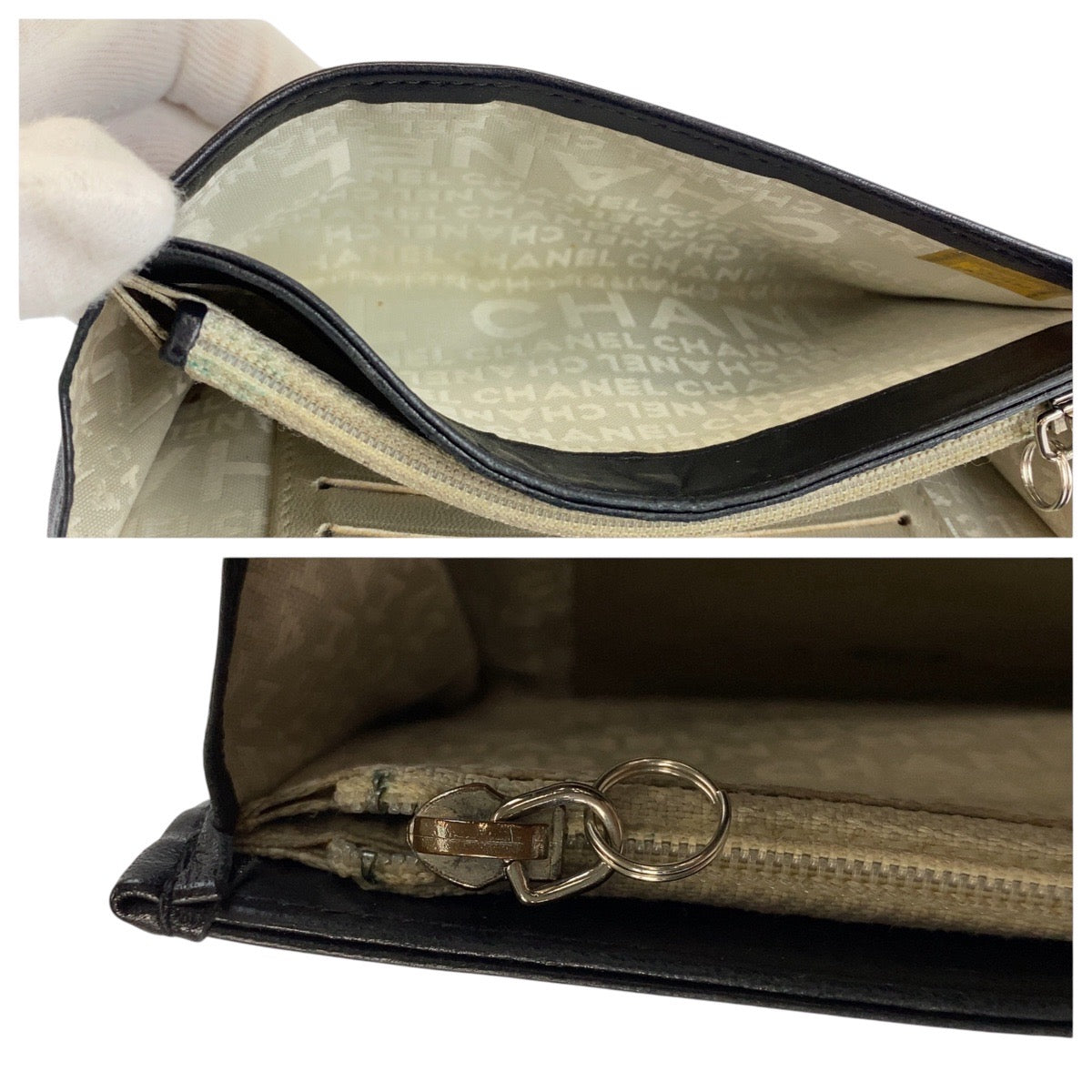 シャネル 型押しレザー長財布