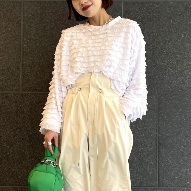 PROVOKE フリフリ ロング Tシャツ ポリエステル 長袖 トップ